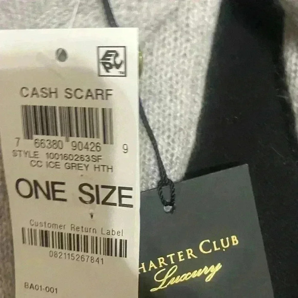 Charter Club Luxury Cashmere Scarf - Choice of Red, Crème or Light Gray All NWT - Picture 5 of 5